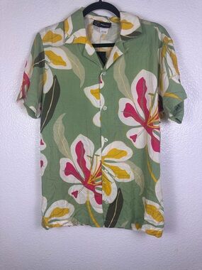 Original Use Floral Button-Up Shirt Green
White Yellow Pink Rayon S